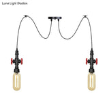 Vintage Amber Glass Pendant Light - 2/3/6-Light Led Suspension Lamp For Coffee Shops In Black