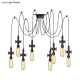 Vintage Amber Glass Pendant Light - 2/3/6-Light Led Suspension Lamp For Coffee Shops In Black