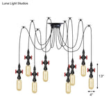 Vintage Amber Glass Pendant Light - 2/3/6-Light Led Suspension Lamp For Coffee Shops In Black