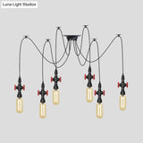 Vintage Amber Glass Pendant Light - 2/3/6-Light Led Suspension Lamp For Coffee Shops In Black