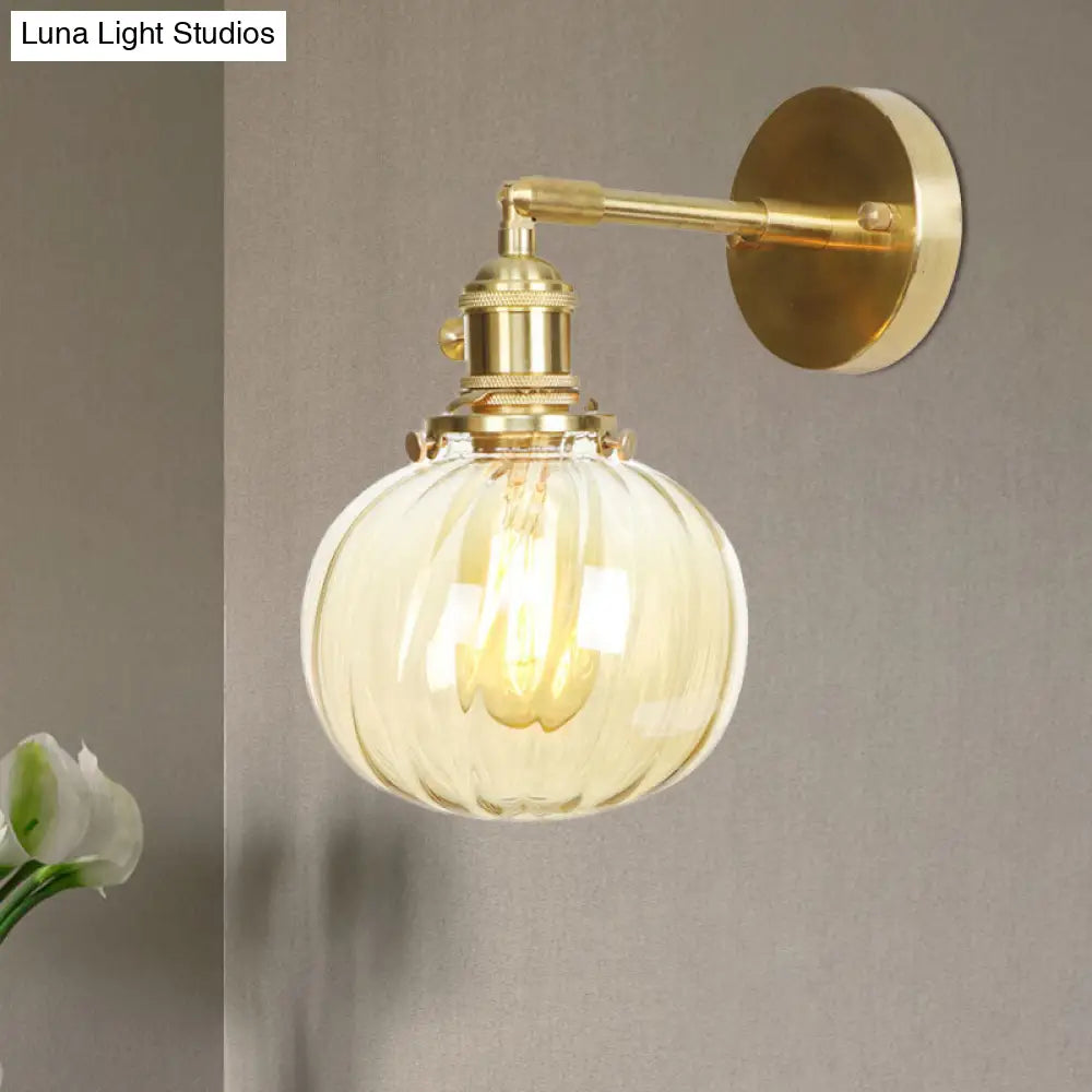 Vintage Amber Glass Rotatable Wall Lamp With 1 Light For Bedroom Décor