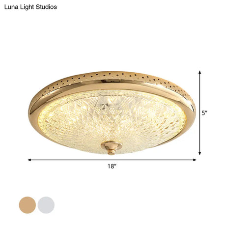 Vintage Amber Prismatic Glass Led Flush Ceiling Light Fixture Gold/Chrome Finish 14’/18’ Width