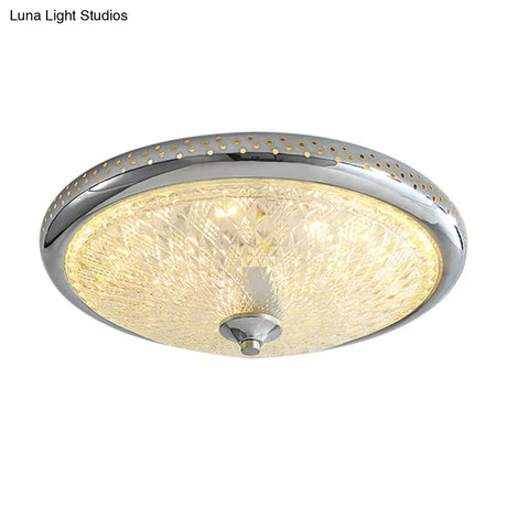Vintage Amber Prismatic Glass Led Flush Ceiling Light Fixture Gold/Chrome Finish 14’/18’ Width