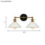 Vintage Antique Brass Cone Wall Sconce - Stylish 2-Light Mount For Living Room