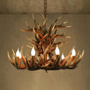 Vintage Antler Chandelier Pendant Light - Resin Hanging For Living Room Brown