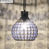 Vintage Ball Metal Pendant Fixture In Red/Green/Purple For Restaurant - Head Suspension Ceiling Hang