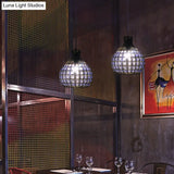 Vintage Ball Metal Pendant Fixture In Red/Green/Purple For Restaurant - Head Suspension Ceiling Hang