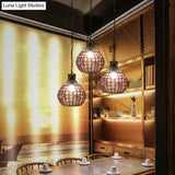 Vintage Ball Metal Pendant Fixture In Red/Green/Purple For Restaurant - Head Suspension Ceiling Hang