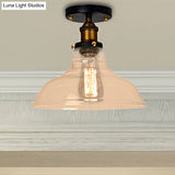 Vintage Barn Semi-Mounted Ceiling Light With Clear/Amber Glass Shade - Ideal For Bedroom 1 Bulb