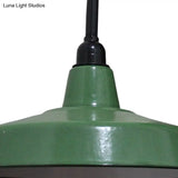 Vintage Barn Wall Light Fixture - 14/16 Dia Metal Sconce In Green For Restaurants