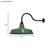 Vintage Barn Wall Light Fixture - 14/16 Dia Metal Sconce In Green For Restaurants