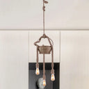 Vintage Beige Hemp Rope Chandelier - Rustic Hanging Light For Living Room 3 /