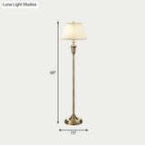 Vintage Beige Pleated Fabric Floor Lamp: Single-Bulb Empire Shade For Living Room