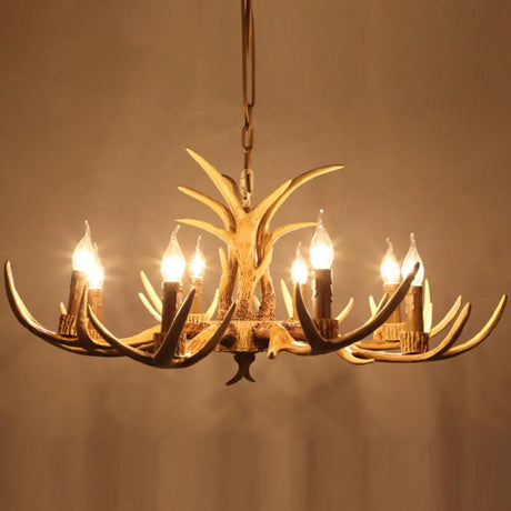 Vintage Beige Resin Antler Chandelier Pendant Light For Restaurant - Hanging Fixture 8 /