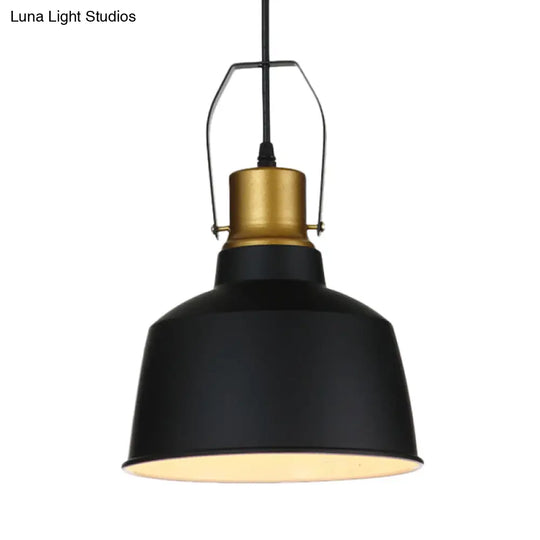Vintage Bell Aluminum Hanging Lamp - 1 Head Ceiling Pendant Light In Black