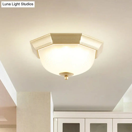 Vintage Bell Flush Ceiling Light With Cream Glass - Led Mount Fixture Gold / 13 Octagon