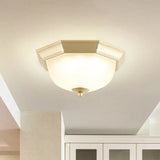 Vintage Bell Flush Ceiling Light With Cream Glass - Led Mount Fixture Gold / 13’ Octagon