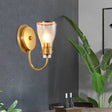 Vintage Bell Wall Mount 1-Light Brass Lamp Sconce With Clear Glass Shade - Indoor Lighting