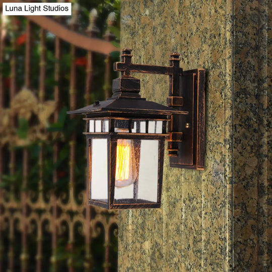 Vintage Birdcage Wall Light - Single Head Clear Glass Lamp In Bronze