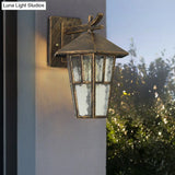 Vintage Birdcage Wall Sconce - Elegant Outdoor Bronze/Black Lamp With Clear Water Glass Single Light