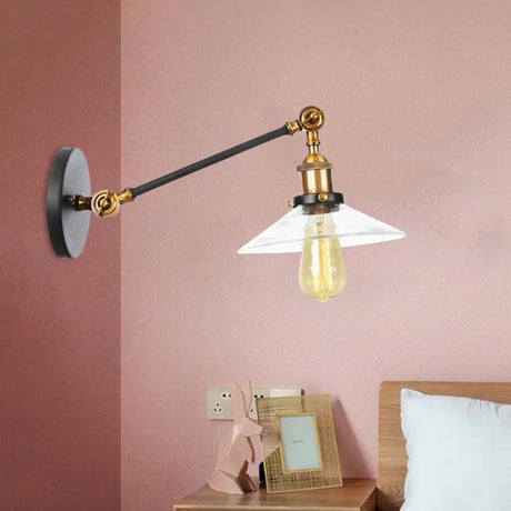 Vintage Black/Brass/Bronze Cone Glass Sconce Light - 8/12 Arm Brass / 8