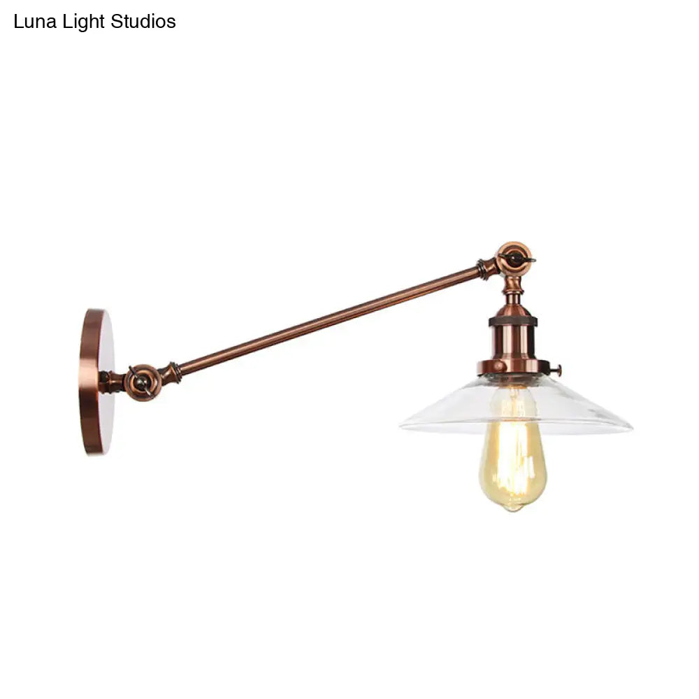 Vintage Black/Brass/Bronze Cone Glass Sconce Light - 8/12 Arm