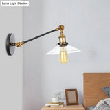 Vintage Black/Brass/Bronze Cone Glass Sconce Light - 8/12 Arm
