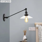 Vintage Black/Brass/Bronze Cone Glass Sconce Light - 8/12 Arm