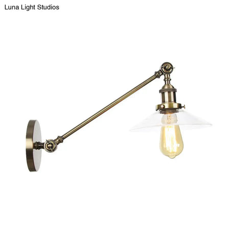 Vintage Black/Brass/Bronze Cone Glass Sconce Light - 8/12 Arm