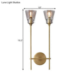 Vintage Black/Brass Pencil Arm Wall Lamp With Clear Glass Shade