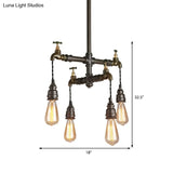 Vintage Black Chandelier Pendant Light With Exposed Bulbs - 2/4/6 Lights