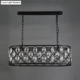 Vintage Black Crystal Drip Oval Hanging Light - 3 Heads Island For Dining Room