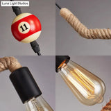 Vintage Black Finish Hemp Rope Suspension Lamp With Unique Triangle/Round Frame Design - 1 Light