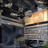Vintage Black Finish Metal Bare Bulb Chandelier With Hanging Rod - 3/4/5 Lights For Bar 6 /