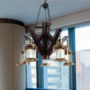 Vintage Black Glass Chandelier - 5 Lights Ceiling Fixture For Living Room
