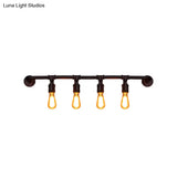 Vintage Black Linear Wall Sconce Lamp For Bar - 2/4 Light Fixture In Metallic Finish