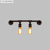 Vintage Black Linear Wall Sconce Lamp For Bar - 2/4 Light Fixture In Metallic Finish
