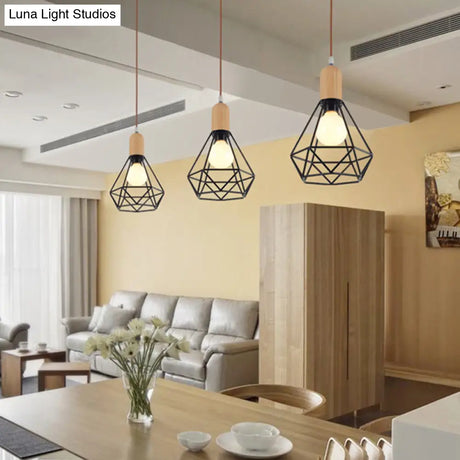 Vintage Black Metal Pendant Lamp For Restaurant With Diamond Urn And Pumpkin Design