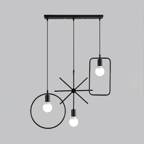 Vintage Black Metal Pendant Light For Dining Room - Multi Hanging Ceiling Fixture With Exposed Bulb