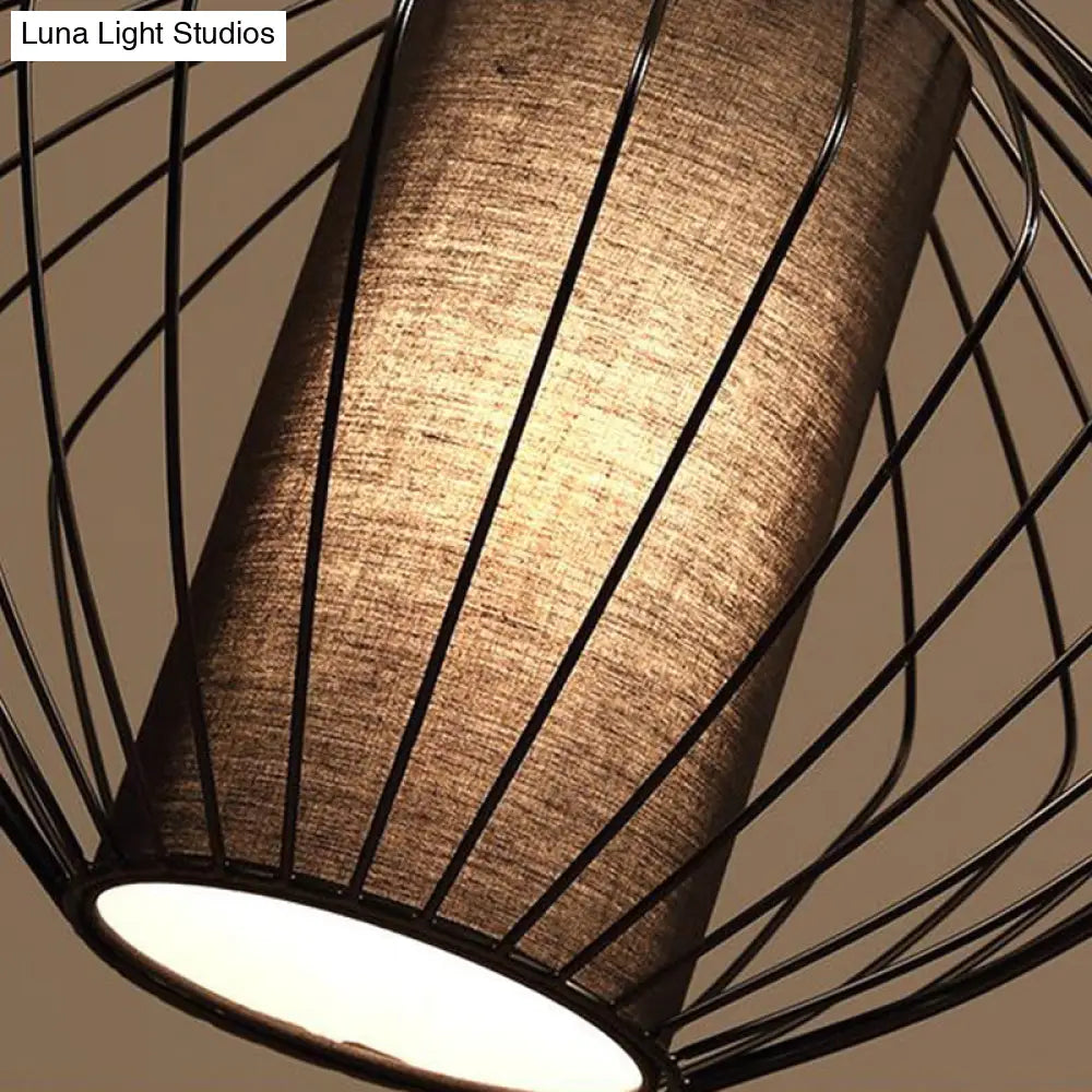 Vintage Black Metal Pendant Light - Oval/Gourd/Lantern Design 1-Light Ideal For Dining Room Ceiling