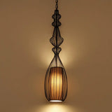 Vintage Black Metal Pendant Light - Oval/Gourd/Lantern Design 1-Light Ideal For Dining Room Ceiling