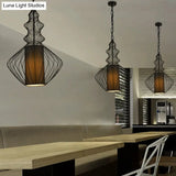 Vintage Black Metal Pendant Light - Oval/Gourd/Lantern Design 1-Light Ideal For Dining Room Ceiling