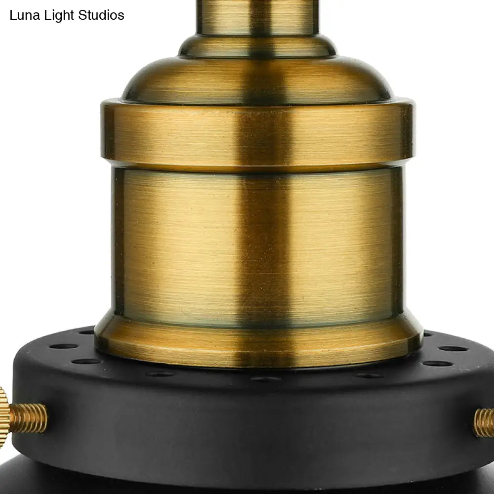 Vintage Black Metallic Semi - Flush Ceiling Light With Conical Bulb For Dining Room