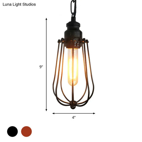 Vintage Black/Rust Pendant Bedroom Ceiling Light With Metal Shade