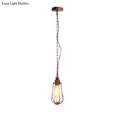 Vintage Black/Rust Pendant Bedroom Ceiling Light With Metal Shade