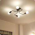 Vintage Black Spider Flush Mount Ceiling Light For Living Room - Metal Semi 4 /