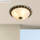 Vintage Black Sunburst Ceiling Light With Opal Glass For Living Room - 9’/15’ Wide