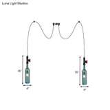 Vintage Blue Glass Black Swag Cluster Pendant Light With Hanging Lamp Kit - Suitable For Restaurants