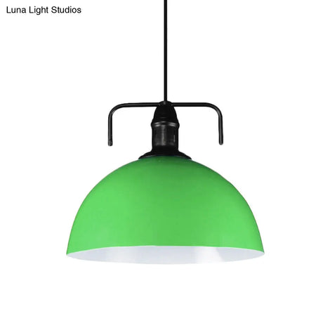 Vintage Blue/Green Metal Pendant Light - 12’/14’/16’ Wide 1-Light Indoor Hanging Ceiling With Cord