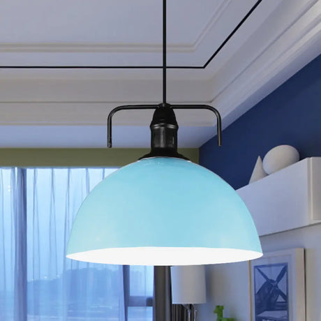Vintage Blue/Green Metal Pendant Light - 12’/14’/16’ Wide 1-Light Indoor Hanging Ceiling With